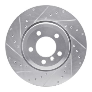 BMW 760I Brake Rotor (1) - Rear Left - R1 Concepts - Drilled & Slotted - Silver - `05-`08
